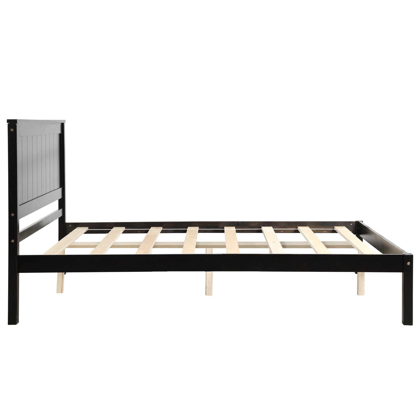 Platform Bed Frame with Headboard, Wood Slat Support, No Box Spring Needed Full Espresso - Korvel