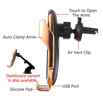 Premium Car Wireless Charger Holder for iPhone - Fast Charging Auto Clamp