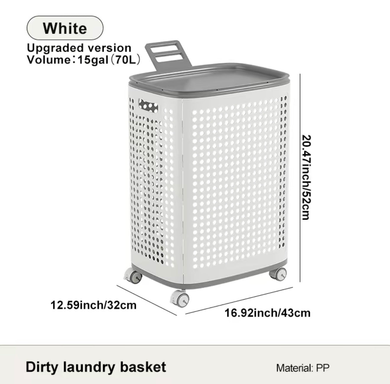 RollEase Modern Laundry Hamper with Wheels