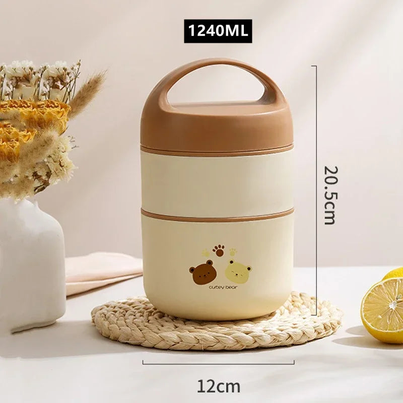 1240ML/1590ML Large Capacity Stainless Steel 304 Lunch Box Leak-Proof Multi layer Thermal Bento Box Adult Student Food Container - Korvel