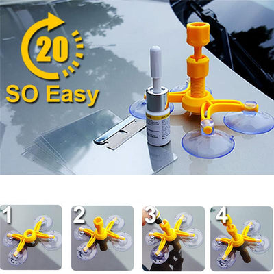 l Car Windshield Repair Tool 1 Set Repair Agent Suction Cup Auto Front Window Repairing Paintless Dent Removal Tools - Korvel