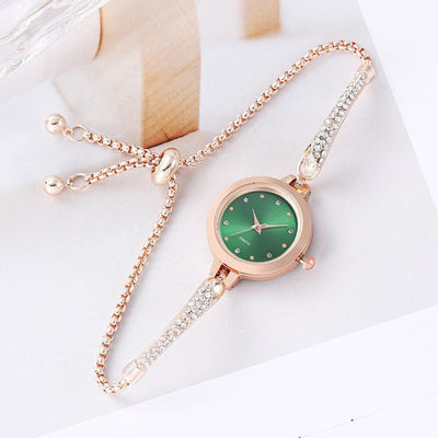 Elegant Girls' Bracelet Watch with Diamond Inlay
