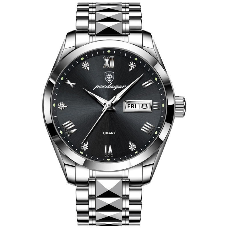 Reloj de Hombre Suizo Impermeable con Doble Calendario y Brillo