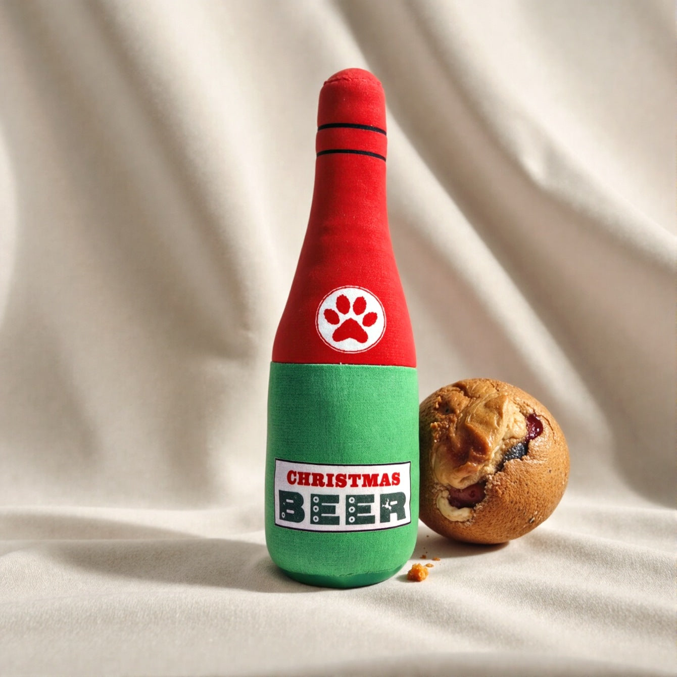 Realistic Plush Wine Bottle Dog Toy - Chew-Resistant & Entertaining