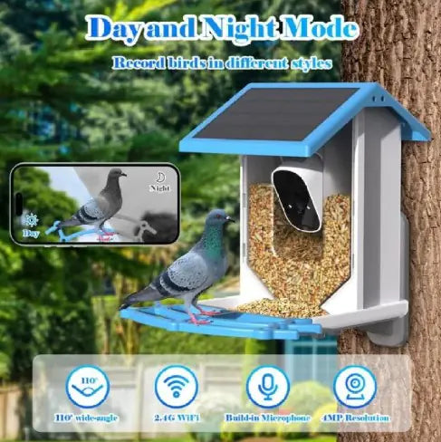 Nourrisseur à oiseaux solaire intelligent avec caméra