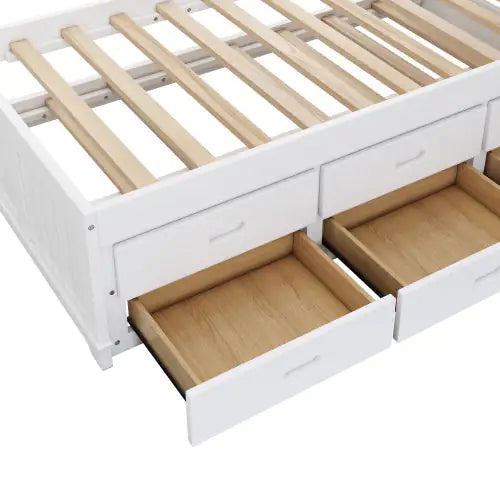 Solid Pine Captain Bookcase Bed with Trundle and Drawers