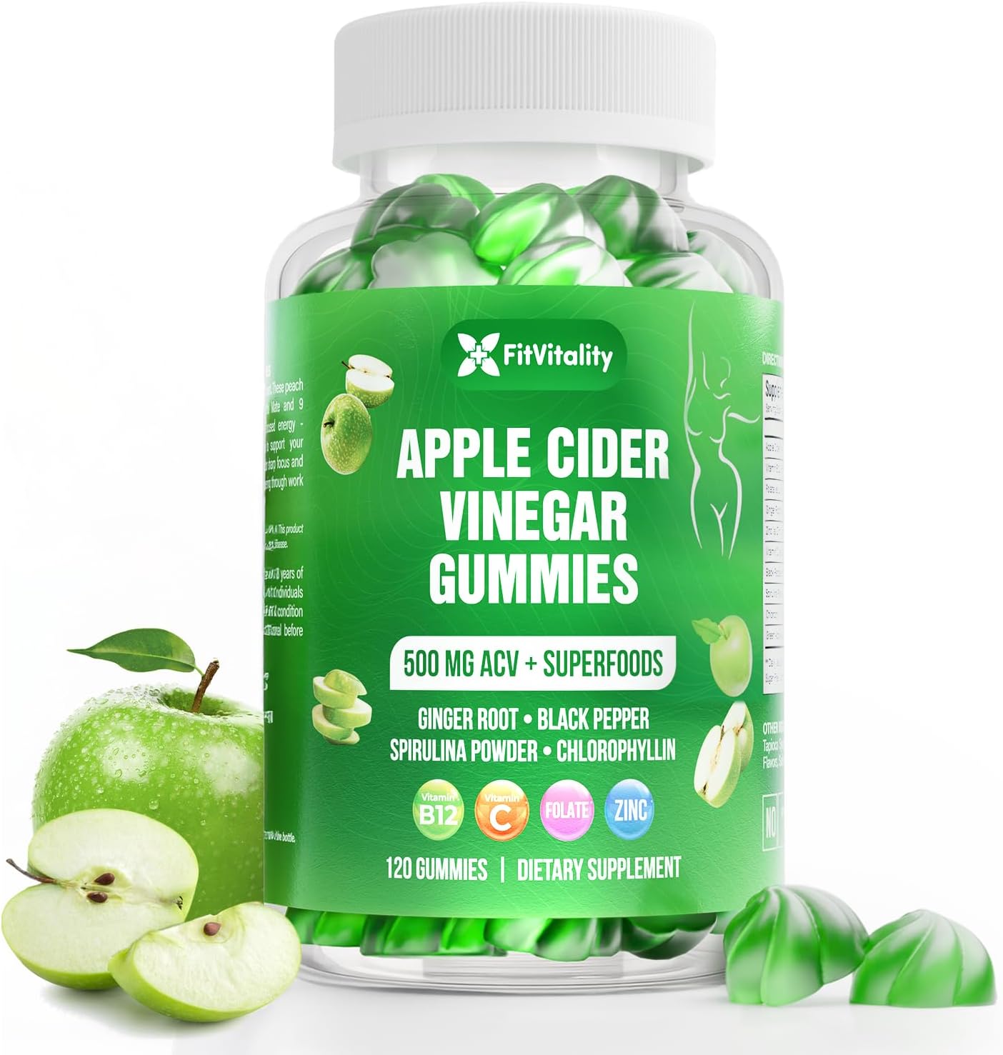 Gomitas de Vinagre de Sidra de Manzana Premium con Vitamina B12 y Jengibre