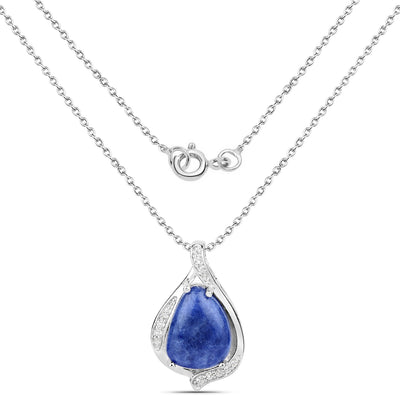 2.39 Carat Blue Aventurine & White Topaz Sterling Silver Pendant
