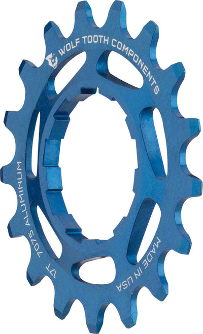 Engranaje de Aluminio de Velocidad Única Wolf Tooth - 17t para Cadenas de 3/32" - Azul