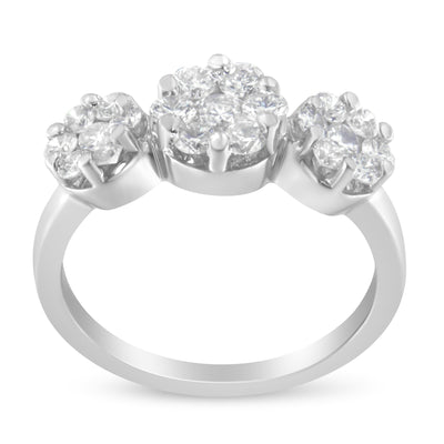 Anillo de Compromiso Floral en Diamante de Oro Blanco de 14K - Talla 6