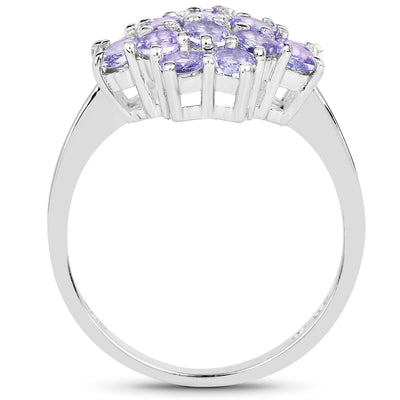 1.70 Carat Genuine Tanzanite Sterling Silver Engagement Ring