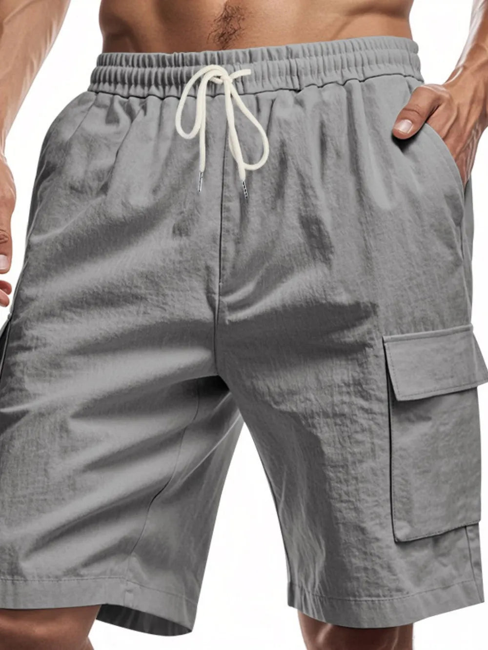 Men's Plus Size Cargo Shorts with Drawstring Waist
