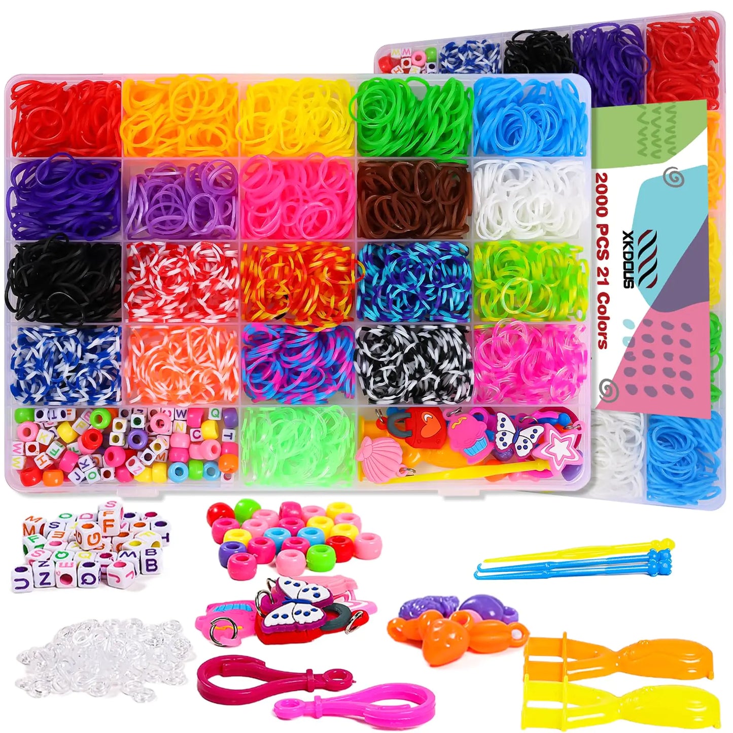 Kit de bracelet en caoutchouc XKDOUS 21 couleurs pour un plaisir créatif
