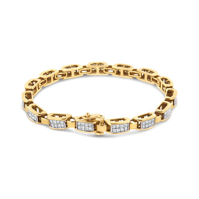Pulsera de Tenis de Diamantes en Oro Amarillo de 14K con Corte Princesa - 7.25"