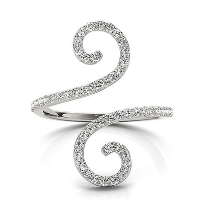 14k White Gold Diamond Open Flourish Style Engagement Ring