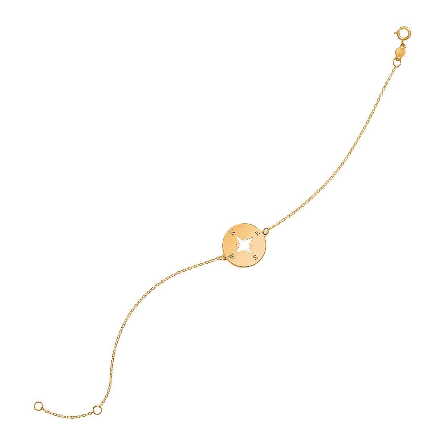 14k Yellow Gold 7-Inch Compass Bracelet