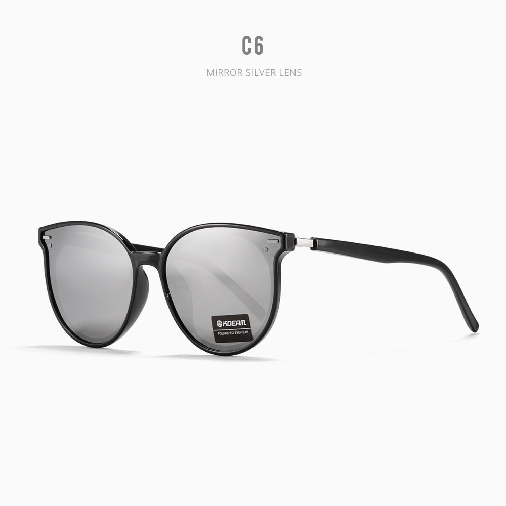 Lunettes de soleil polarisées à monture large en forme de chat avec protection UV