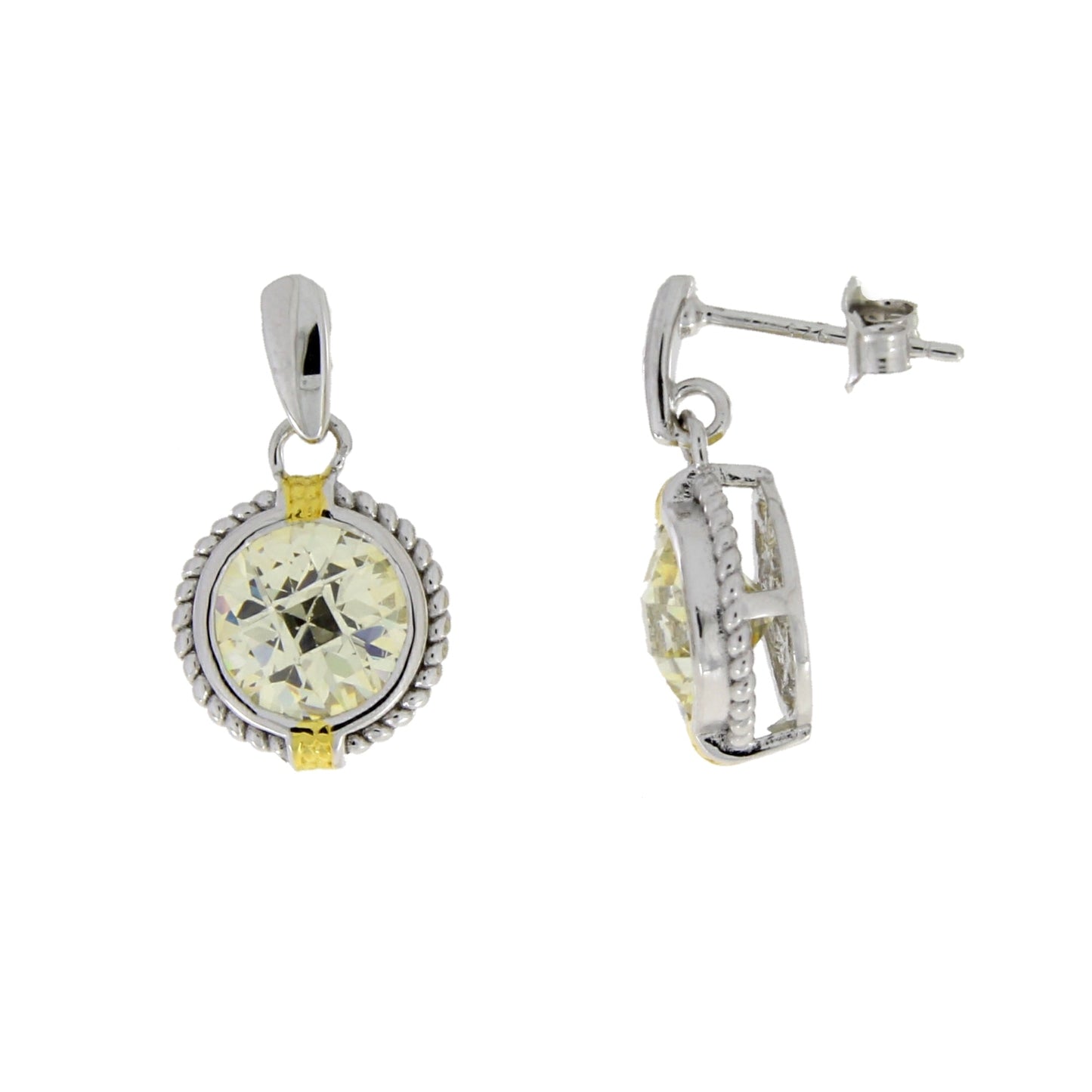 Natural Cubic Zirconium Dangle Earrings in Sterling Silver