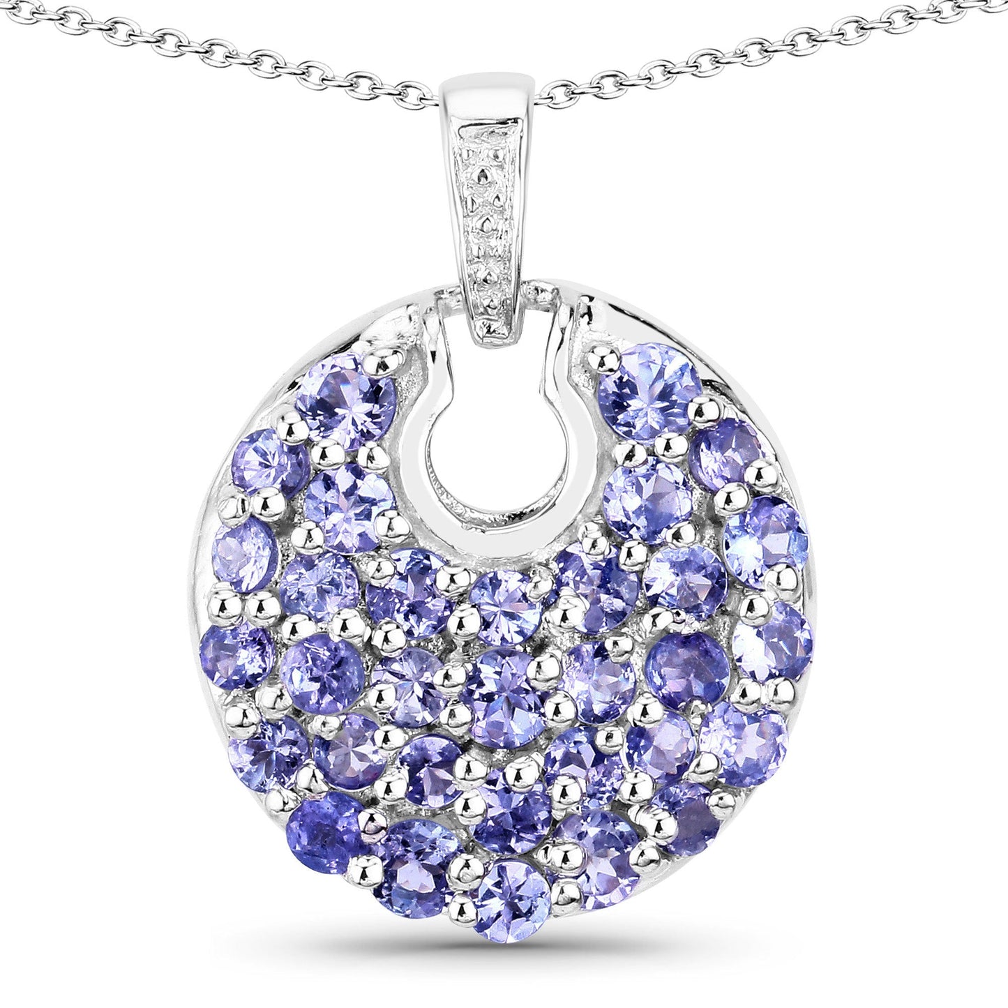 Pendentif en tanzanite véritable de 1,78 carat en argent sterling