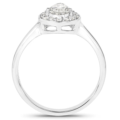 Bague de fiançailles en diamant blanc véritable de 0,70 carat en or blanc 14K