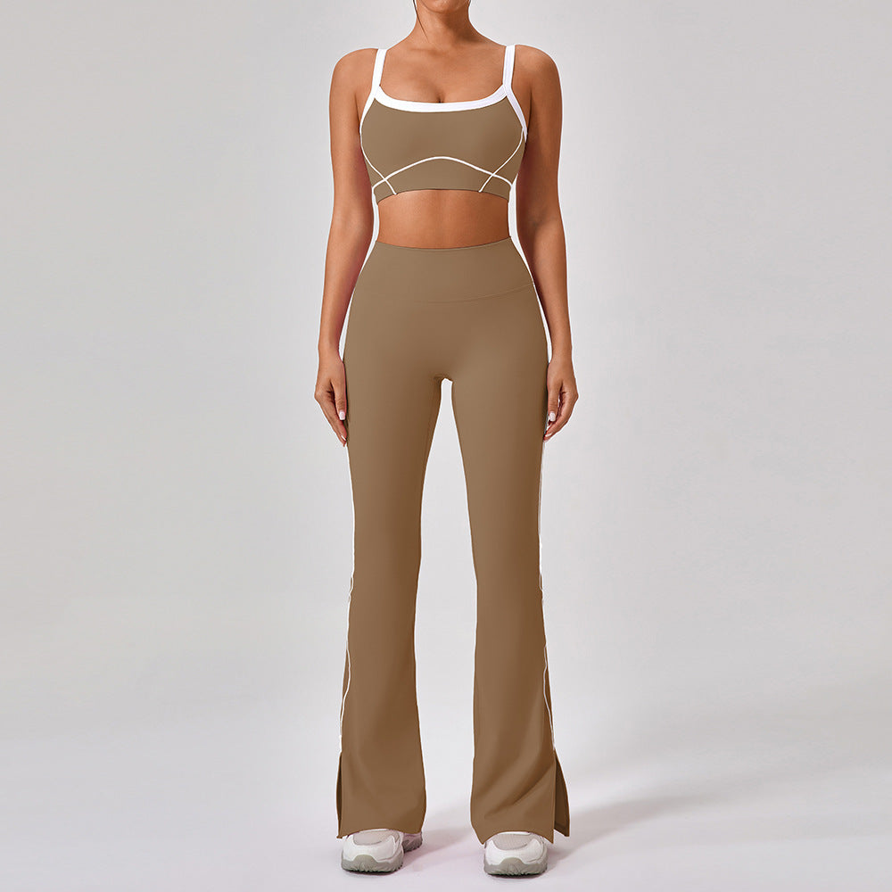 Conjunto de Ropa Deportiva de Tirantes para Mujer con Color Contrastante