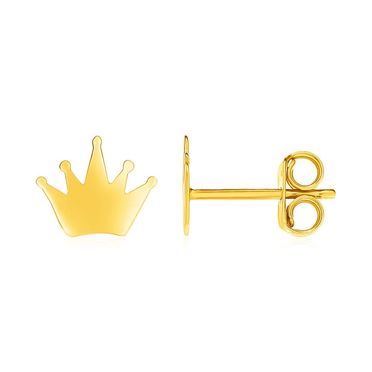 Pendientes de Post Crown de Oro Amarillo de 14k