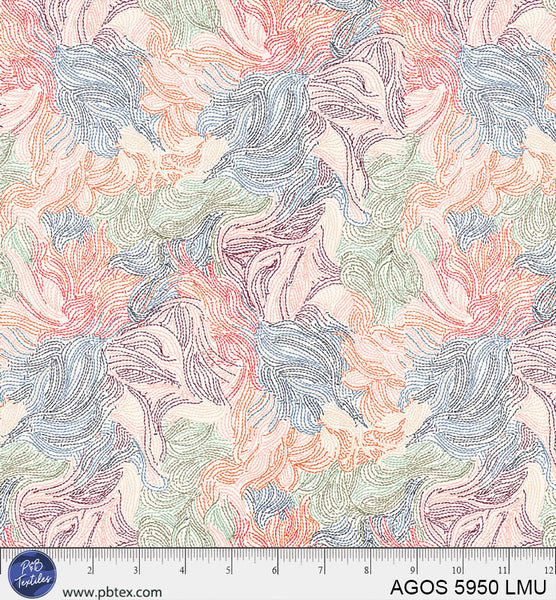 Tela de Flores Multicolores Ligeras A Garden Of Stitches 44"/45" Por Yarda