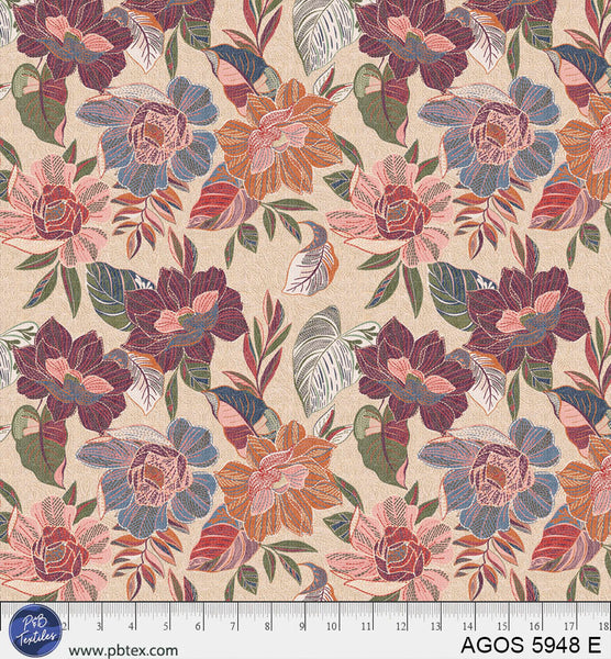 A Garden Of Stitches Natural Cream Florals Fabric Per Yard