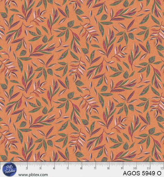 Tela de Hojas Naranjas de A Garden Of Stitches por Yarda