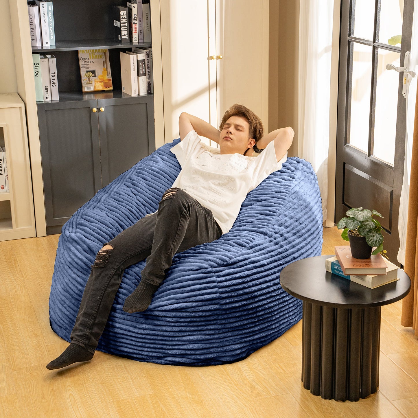 Faux Fur Classic Bean Bag blue - Korvel
