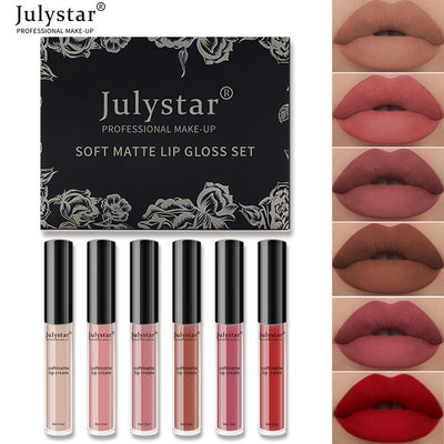 Velvet Matte Lip Glaze Suit Waterproof Non Stick Cup Color Fast Lipstick Lip Color - Korvel
