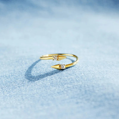 925 Sterling Silver Inlaid Zircon Bypass Ring - Korvel
