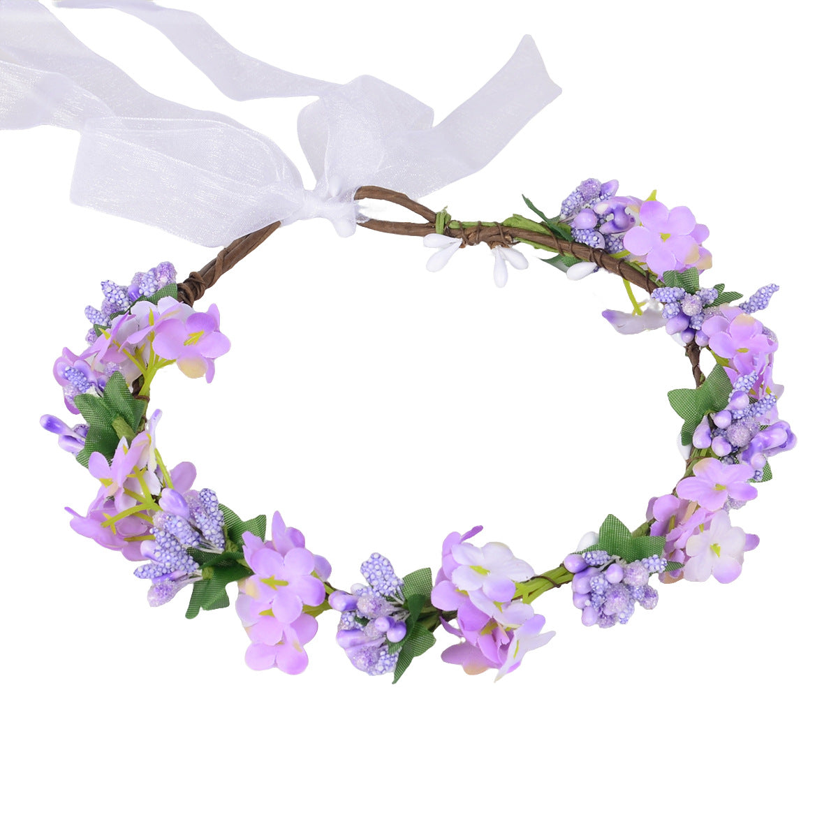 Hawaiian flower garland headband, bride's wedding headdress, bridesmaid's photo, simulated flower wreath, mini flower - Korvel