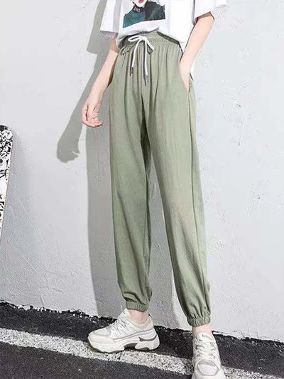 Pantalones de chándal harem lujosos y cómodos con cordón