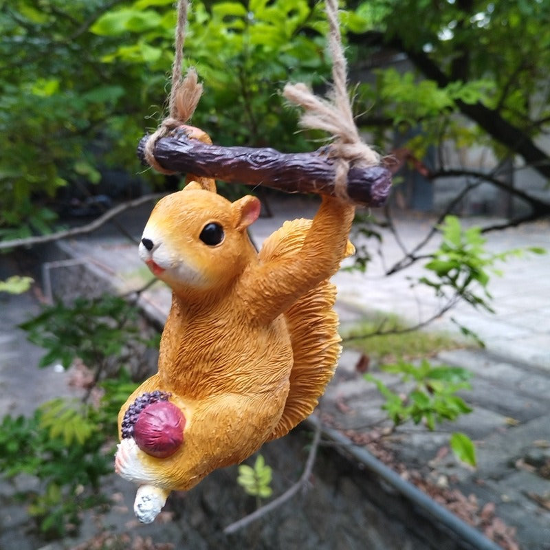 Charming Squirrel Resin Pendant for Garden Decor