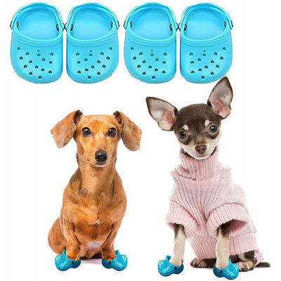 Heart Shaped Pet Dog Hole Shoes Silica Gel Wear-Resistant Breathable Slippers Dog Sandals Pet Decorations - Korvel