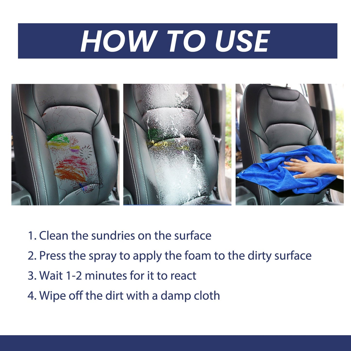 Car Interior Foam Cleaner, Interior Seat Instrument Panel Clean Dust And Polish Maintenance Refurbishing Agent - Korvel