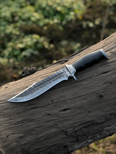 Premium 13" Handmade Bowie Knife – Damascus Steel Blade with Resin Horn Handle & Leather Sheath - Korvel
