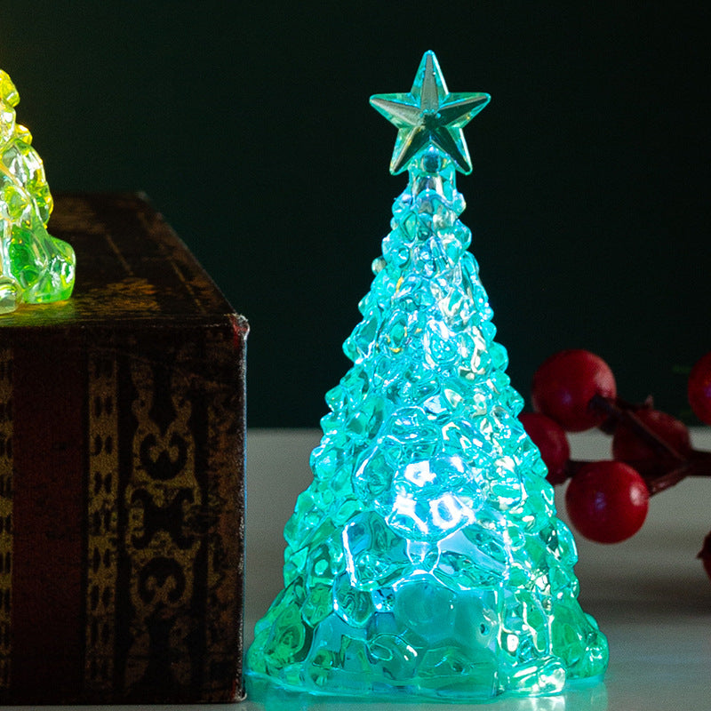 Christmas decoration mini luminous Christmas tree transparent crystal night light cross-border desktop decoration props small gifts - Korvel
