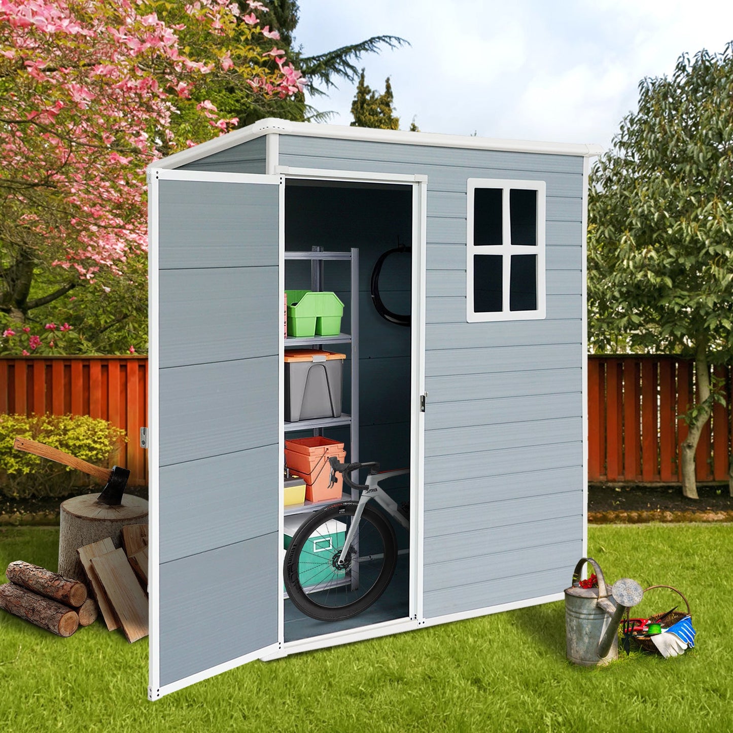 5x3ft Resin Outdoor Storage Shed Kit-Perfect to Store Patio Furniture Grey - Korvel