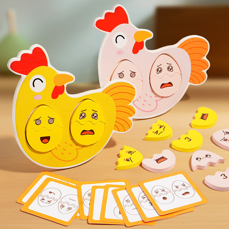 Wooden early education two person battle facial expressions building blocks logical thinking focus parent-child board game - Korvel