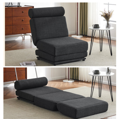 Single Sofa Chair Foldable Single Sofa Bed with Pillow,Portable Foldable Sofa Bed,Leisure Sofa Chair,Easy to Store, Dark Grey - Korvel
