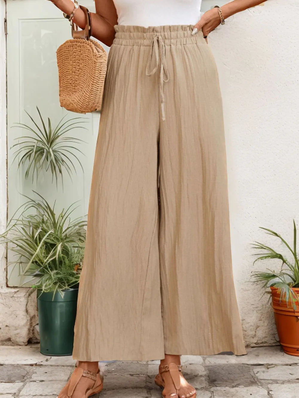 Perfee Frill Wide Leg Pants - Korvel