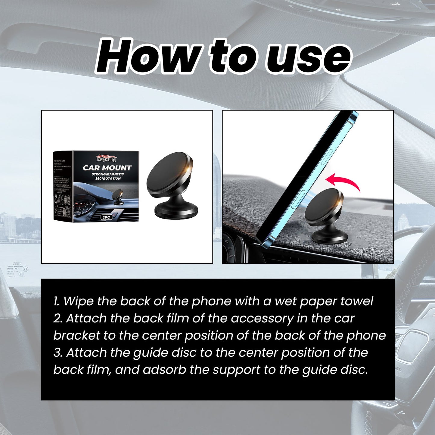 Car Stand New Magnetic Folding Mobile Phone Stand For Rotating Dashboard Navigation For Cars - Korvel