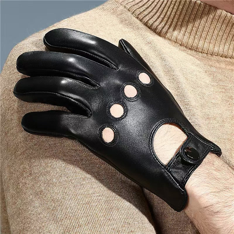 Men's leather gloves anti slip sports driving and outdoor cycling leather gloves - Korvel