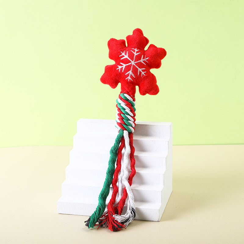Christmas Cotton Rope Pet Plush Toy Teeth Grinding Durable Cartoon Self Hi Dog Toy Cat Supplies - Korvel