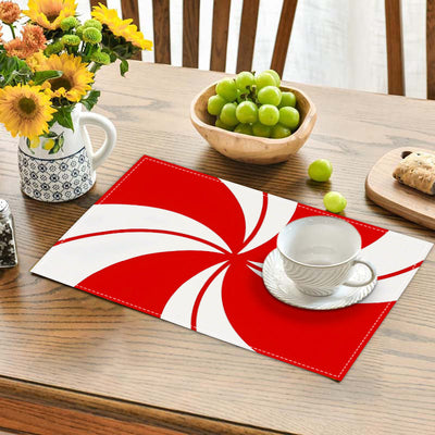 Christmas placemat red candy striped printed table mat holiday table decoration insulated mat coaster - Korvel
