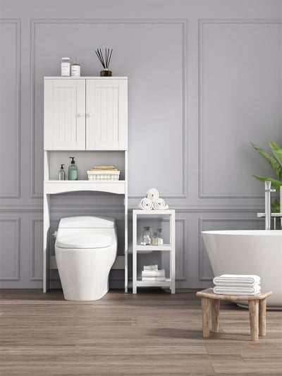 Home Bathroom Shelf Over-The-Toilet, Bathroom SpaceSaver, Bathroom Storage Cabinet Organizer,White - Korvel