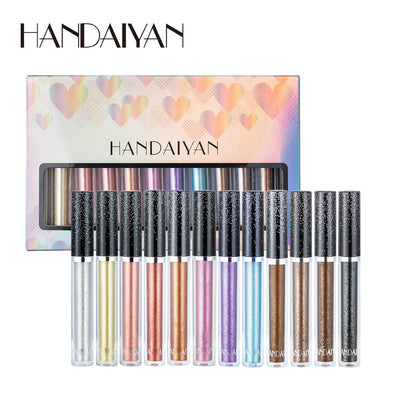 HANDAIYAN 12 Liquid Eye Shadow Set Psychedelic Pearl Shiny Eye Shadow Lying Silkworm Tear Makeup Eye Shadow Liquid - Korvel