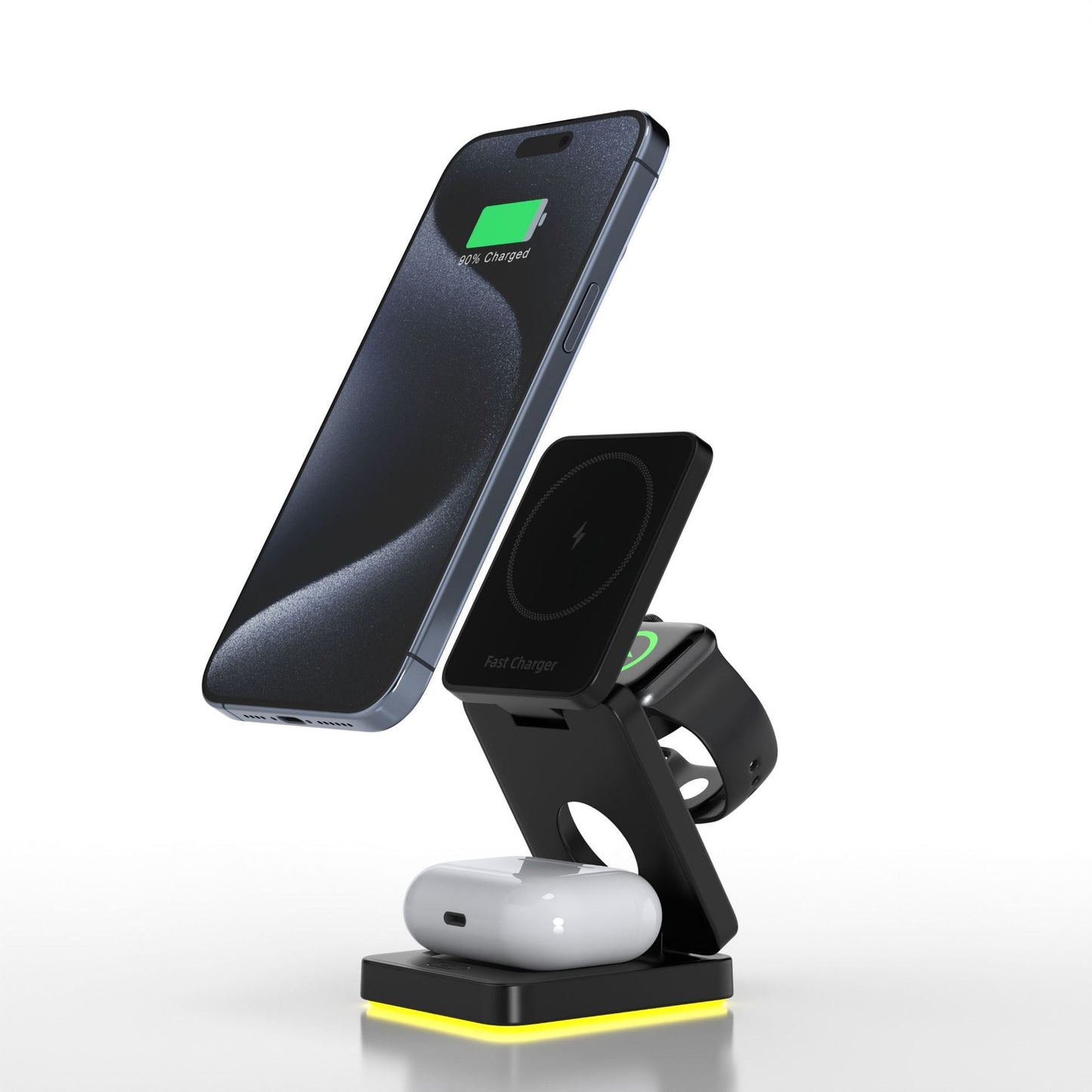 3 in 1 Wireless Charger Magnetic Foldable Charger For iphone charger power Adapter Charging Stand & Holder - Korvel
